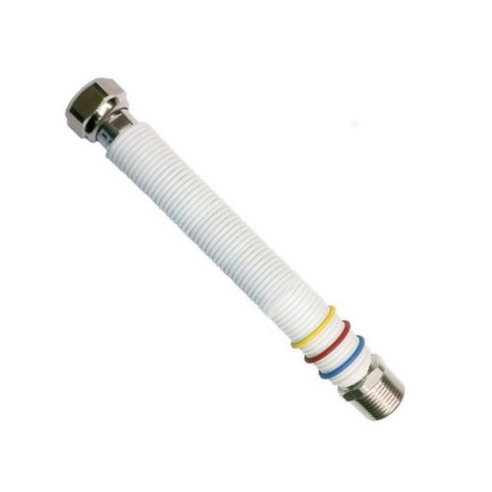 Immagine di FLESSIBILE INOX GAS/ACQUA ESTENSIBILE Ø 3/4"MF DA 200-410 MM RIVESTITO BIANCO