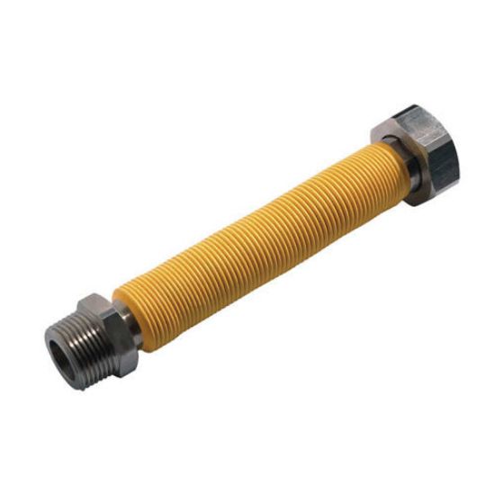 Immagine di FLESSIBILE INOX GAS ESTENSIBILE Ø 1" MF DA 130-210 MM RIVESTITO GIALLO EMIFLEX