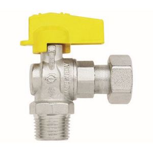 Immagine di RUBINETTO GAS A SQUADRO Ø 1/2"M CON GIRELLO Ø 1/2"F