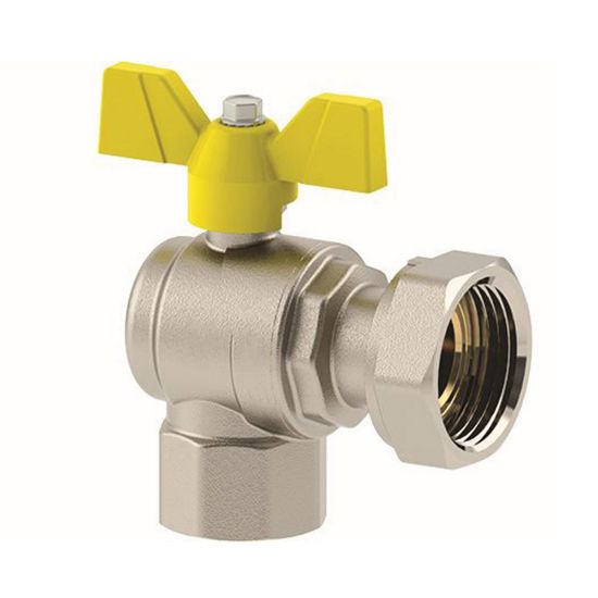 Immagine di RUBINETTO GAS A SQUADRO Ø 3/4"F CON GIRELLO Ø 3/4"F