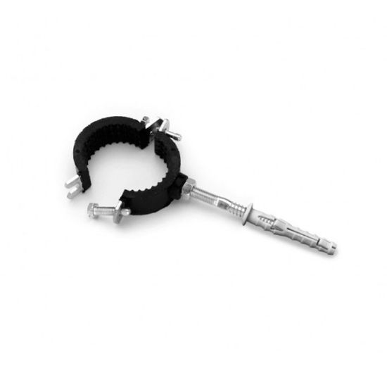 Immagine di COLLARE ZINCATO CON SGANCIO DADO PUNTATO E RIVESTIMENTO IN GOMMA CON ANTIVIBRANTE DIN 4109 Ø 3/4" PER TUBO Ø 26,5÷28 CONFEZIONE DA 2 PZ