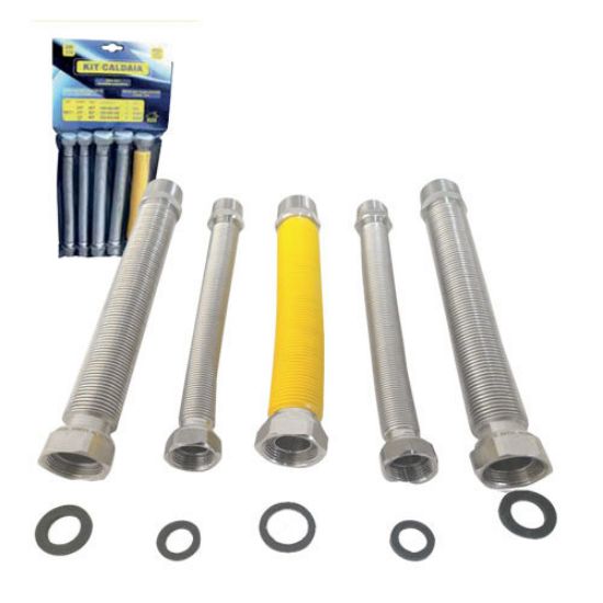 Immagine di KIT 5 FLESSIBILI INOX ESTENSIBILI DA 200-400 MM CON GAS Ø 1/2" PSP