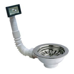 Immagine di PILETTA BASKET Ø 1 1/2" FORO Ø 115 MM CON TROPPO PIENO CROMO PER LAVELLO INOX
