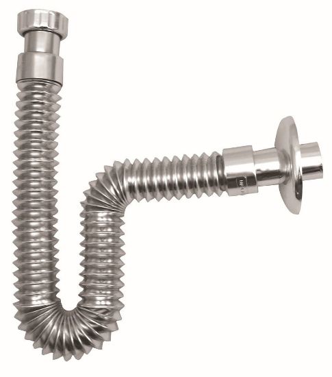 Immagine di TUBO ESTENSIBILE IN PP CROMO Ø 32-40 MM CON GHIERA IN OTTONE 1 1/4" CROMO