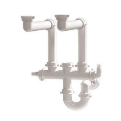 Immagine di SIFONE LAVELLO 2 VASCHETTE Ø 1 1/2" UNIVERSALE PVC GO-PLAST