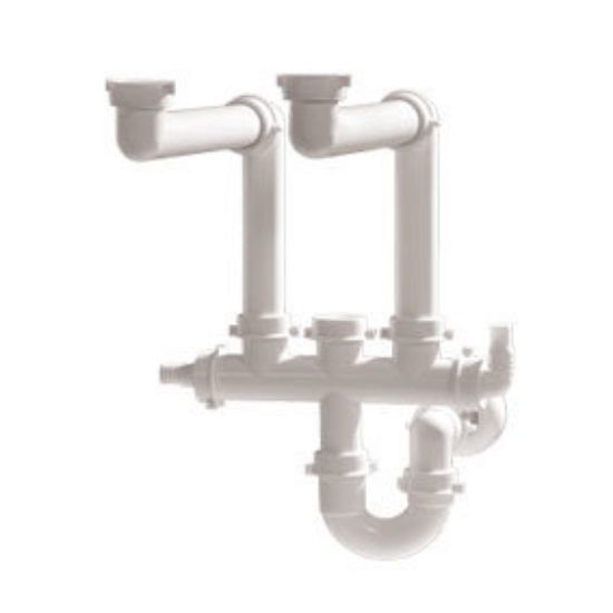 Immagine di SIFONE LAVELLO 2 VASCHETTE Ø 1 1/2" UNIVERSALE PVC GO-PLAST