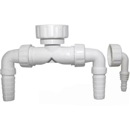 Immagine di RACCORDO DOPPIO LAVATRICE FILETTATURA Ø 1" CON CURVETTA Ø 8-16 MM (ADATTA x ASCIUGATRICE) GO PLAST