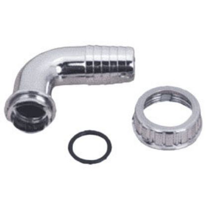 Immagine di CURVETTA PER SCARICO LAVATRICE IN ABS CROMO FILETTATURA Ø 1" GO PLAST