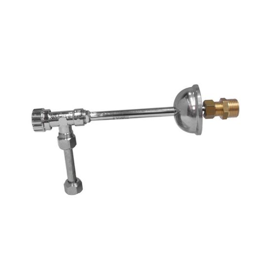 Immagine di RUBINETTO A SQUADRO CASSETTA ATTACCO Ø 1/2" DUE CANNUCCE 20 CM CROMATO