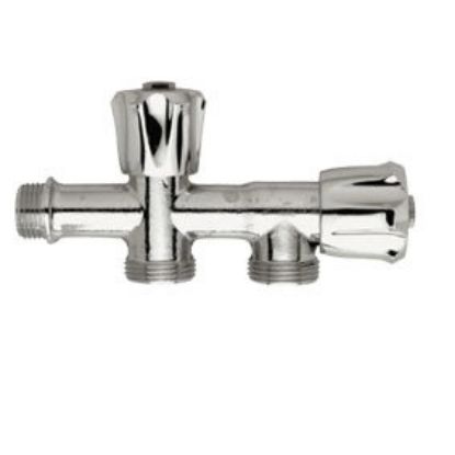 Immagine di RUBINETTO DOPPIO ATTACCO Ø 1/2" LAVATRICE PIU LAVASTOVIGLIE CROMATO LUXOR