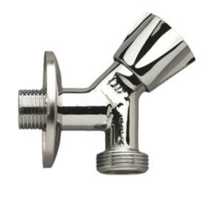 Immagine di RUBINETTO LAVATRICE ATTACCO Ø 1/2" CON MANIGLIA 45° PIU BORCHIA CROMATO LUXOR