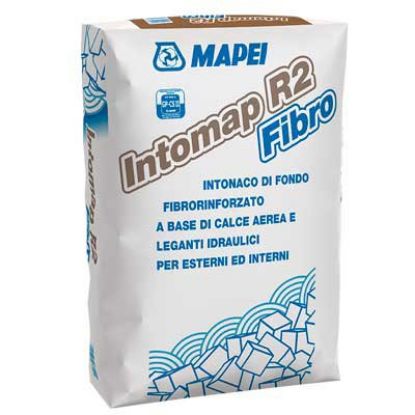 Immagine di INTONACO INTOMAP R2 FIBRO A BASE DI DI CALCE AEREA E LEGANTI IDRAULICI PER INTERNI ED ESTERNI SACCO DA 25 KG MAPEI
