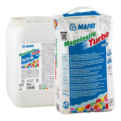 Immagine di MAPELASTIC TURBO BICOMPONENTE ELASTICA ASCIUGAMENTO RAPIDO PER L'IMPERMEABILIZZAZIONE DI TERRAZZI E BALCONI COMPONENTE B FUSTO DA 8 KG MAPEI