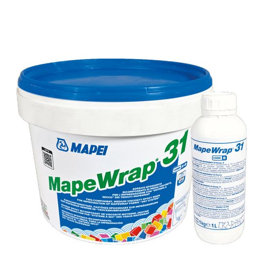 Immagine di MAPEWRAP 31 COMPONENTE A+B ADESIVO EPOSSIDICO BICOMPONENTE A BASE DI RESINE PER IMPREGNARE I TESSUTI MAPEWRAP CONFEZIONE DA 5 KG MAPEI