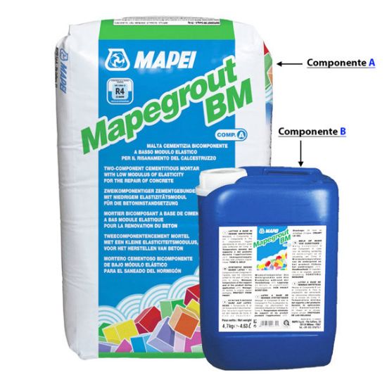 Immagine di MAPEGROUT BM BICOMPONENTE PER IL RIPRISTINO CORTICALE DI STRUTTURE IN CALCESTRUZZO COMPONENTE B FUSTO DA 4,7 KG MAPEI