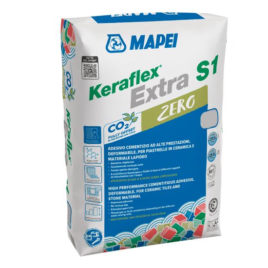Immagine di ADESIVO CEMENTIZIO PER PIASTRELLE E PIETRA BIANCO KERAFLEX EXTRA S1 23 KG MAPEI