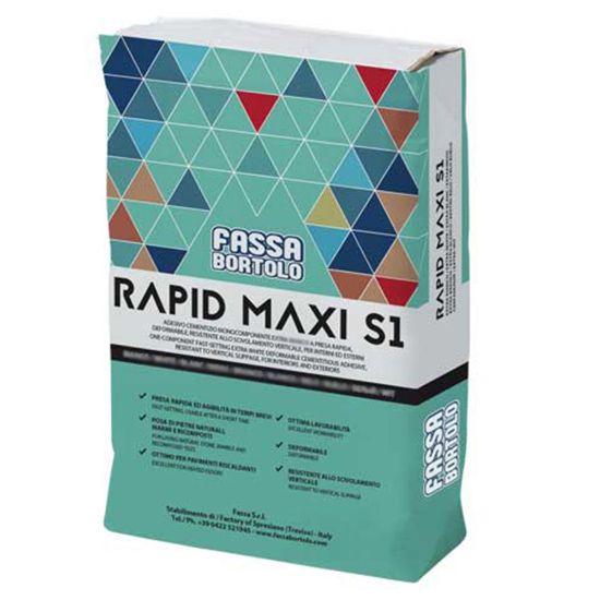 Immagine di ADESIVO RAPID MAXI S1 GRIGIO PER INTERNI ED ESTERNI 25 KG FASSA