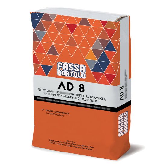 Immagine di ADESIVO BIANCO PER PAVIMENTI E RIVESTIMENTI INTERNI ED ESTERNI AD8 25 KG FASSA