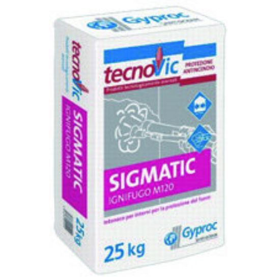 Immagine di INTONACO SIGMATIC IGNIFUGO M120 PREMISCELATO A BASE GESSO VERMICULITE E PERLITE PER INTERNI SACCO DA 25 KG