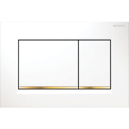 Immagine di SIGMA20 SQUARE PLACCA DI COMANDO DOPPIO TASTO BIANCO/ORO/BIANCO PER CASSETTA SIGMA8 GEBERIT