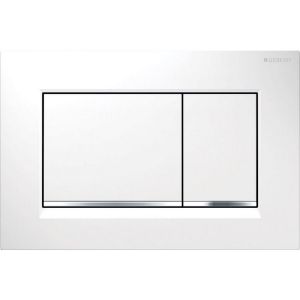 Immagine di SIGMA20 SQUARE PLACCA DI COMANDO DOPPIO TASTO BIANCO/CROMATO/BIANCO PER CASSETTA SIGMA8 GEBERIT