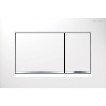 Immagine di SIGMA20 SQUARE PLACCA DI COMANDO DOPPIO TASTO BIANCO/CROMATO/BIANCO PER CASSETTA SIGMA8 GEBERIT