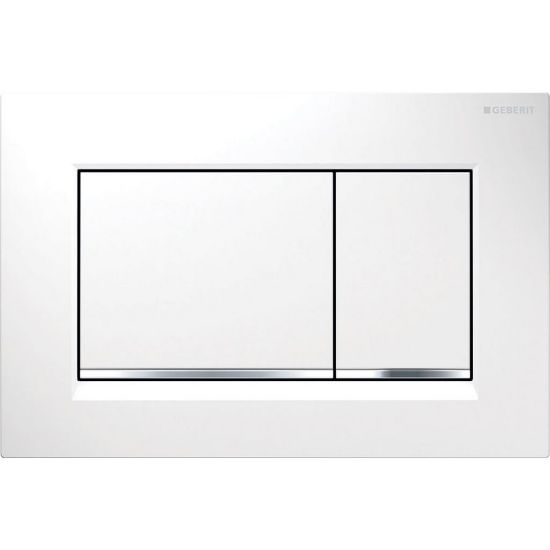 Immagine di SIGMA20 SQUARE PLACCA DI COMANDO DOPPIO TASTO BIANCO/CROMATO/BIANCO PER CASSETTA SIGMA8 GEBERIT