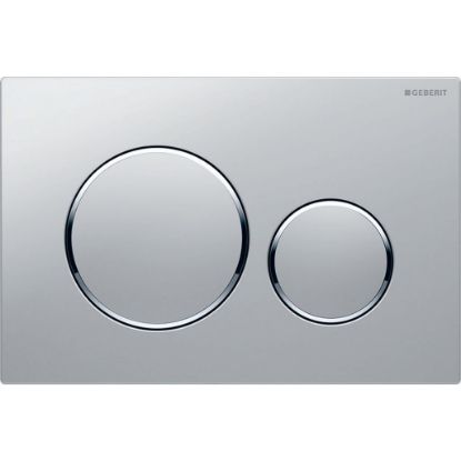 Immagine di SIGMA20 ROUND PLACCA DI COMANDO DOPPIO TASTO SATINATO/CROMATO/SATINATO PER CASSETTA SIGMA8 GEBERIT