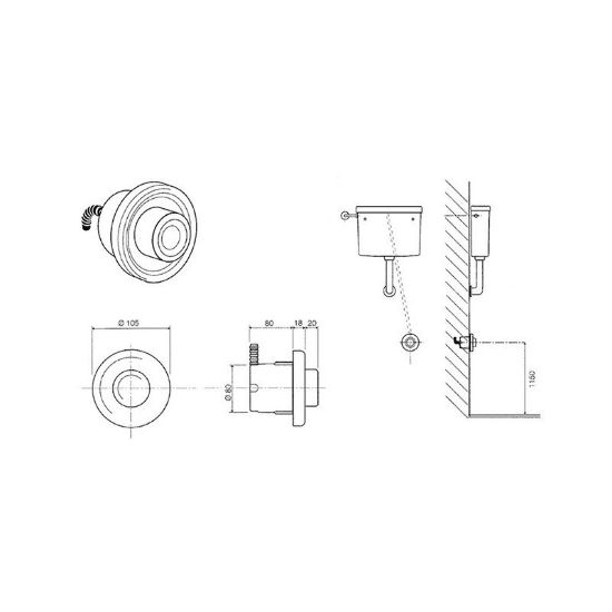 Immagine di PULSANTE PNEUMATICO INCASSO ABS BIANCO PARETE VALSIR