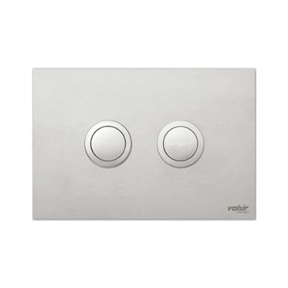 Immagine di PLACCA INOX SATINATO 2 PULSANTI TONDI CROMO PER CASSETTA TROPEA S VALSIR