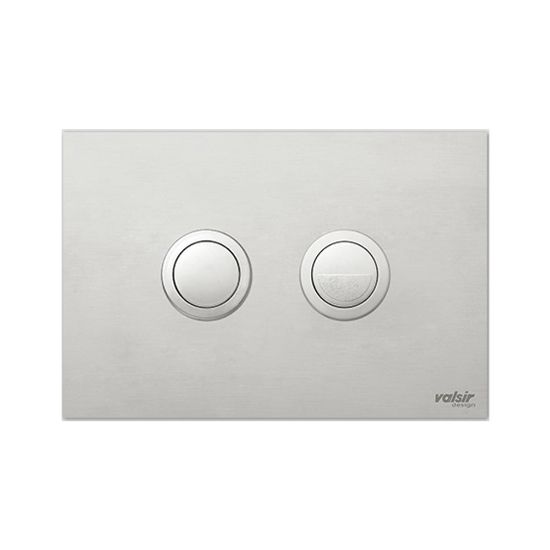 Immagine di PLACCA INOX SATINATO 2 PULSANTI TONDI CROMO PER CASSETTA TROPEA S VALSIR