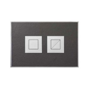 Immagine di PLACCA STONE ANTRACITE 2 PULSANTI QUADRI CROMO PER CASSETTA TROPEA S VALSIR