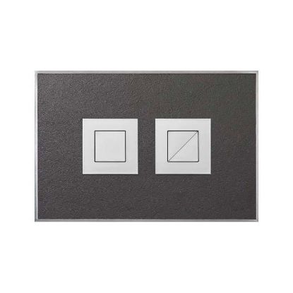 Immagine di PLACCA STONE ANTRACITE 2 PULSANTI QUADRI CROMO PER CASSETTA TROPEA S VALSIR
