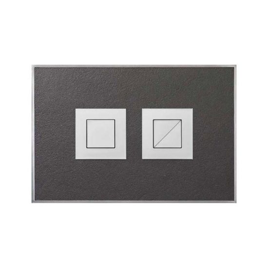 Immagine di PLACCA STONE ANTRACITE 2 PULSANTI QUADRI CROMO PER CASSETTA TROPEA S VALSIR