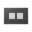Immagine di PLACCA STONE ANTRACITE 2 PULSANTI QUADRI CROMO PER CASSETTA TROPEA S VALSIR