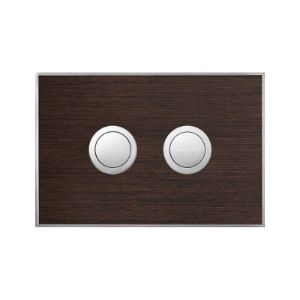 Immagine di PLACCA WOOD WENGE' 2 PULSANTI TONDI CROMO PER CASSETTA TROPEA S VALSIR