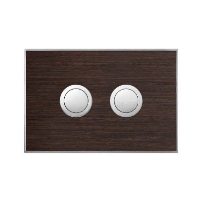 Immagine di PLACCA WOOD WENGE' 2 PULSANTI TONDI CROMO PER CASSETTA TROPEA S VALSIR