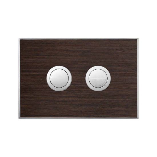 Immagine di PLACCA WOOD WENGE' 2 PULSANTI TONDI CROMO PER CASSETTA TROPEA S VALSIR