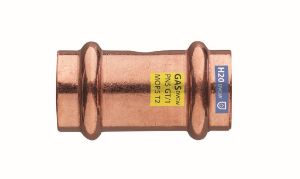 Immagine di MANICOTTO FEMMINA CON BATTUTA RAME A PRESSARE Ø 18 MM