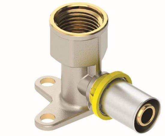 Immagine di CURVA A 90° FILETTATA FEMMINA FLANGIATA COLLO LUNGO MULTIGAS Ø 20 MM 1/2"