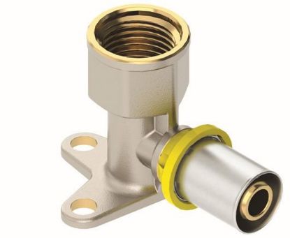 Immagine di CURVA A 90° FILETTATA FEMMINA FLANGIATA COLLO LUNGO MULTIGAS Ø 16 MM 1/2"