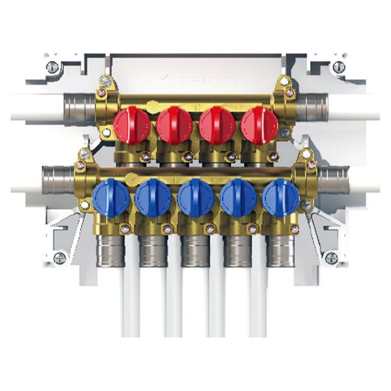 Immagine di TECO K4.3 KIT COLLETTORE SANITARIO MULTI INTERCETTAZIONE CALDA - FREDDA 4+5 FASTEC F13 DN15