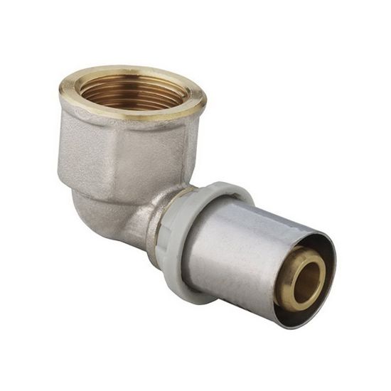 Immagine di RACCORDO A GOMITO ATTACCO FEMMINA NICHELATO Ø 20 MM PER 1/2" FIVPRESS