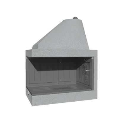 Immagine di CAMINO A LEGNA BIVALENTE IN CEMENTO CON FOCOLARE IN GHISA DS 110 TGH MARSICAMIN