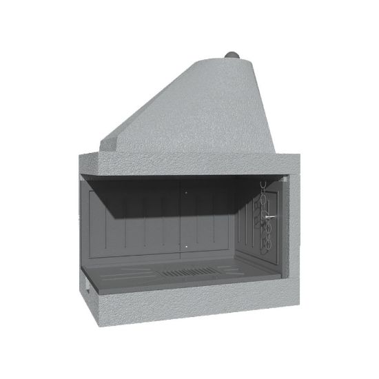 Immagine di CAMINO A LEGNA BIVALENTE IN CEMENTO CON FOCOLARE IN GHISA DS 110 TGH MARSICAMIN