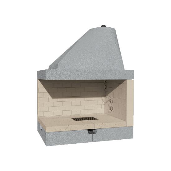 Immagine di CAMINO LATERALE A LEGNA BIVALENTE IN CEMENTO CON FOCOLARE IN REFRATTARIO DS110REF MARSICAMIN