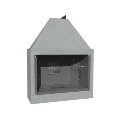 Immagine di CAMINO A LEGNA BIVALENTE IN CEMENTO CON FOCOLARE IN GHISA M 120 TGH MARSICAMIN