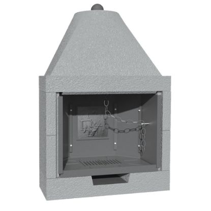 Immagine di CAMINO A LEGNA BIVALENTE IN CEMENTO CON FOCOLARE IN GHISA M 100 TGH MARSICAMIN