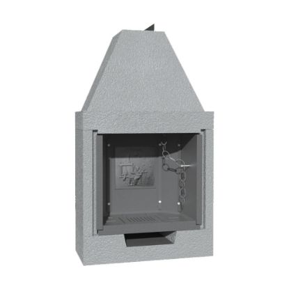 Immagine di CAMINO A LEGNA BIVALENTE IN CEMENTO CON FOCOLARE IN GHISA M 80 TGH MARSICAMIN