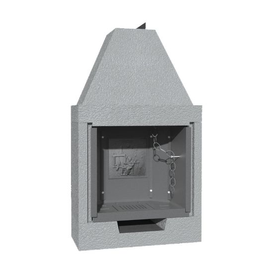 Immagine di CAMINO A LEGNA BIVALENTE IN CEMENTO CON FOCOLARE IN GHISA M 80 TGH MARSICAMIN